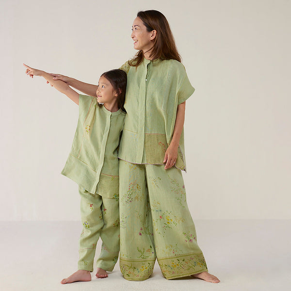 Aboli Patchwork Linen co-ord sets - Mint