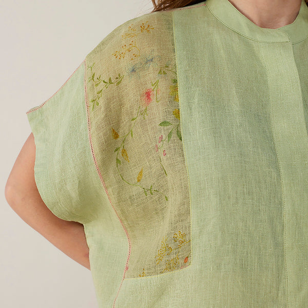 Aboli Patchwork Linen co-ord sets - Mint