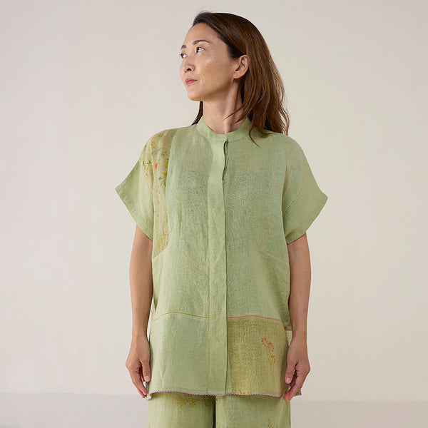 Aboli Patchwork Linen co-ord sets - Mint