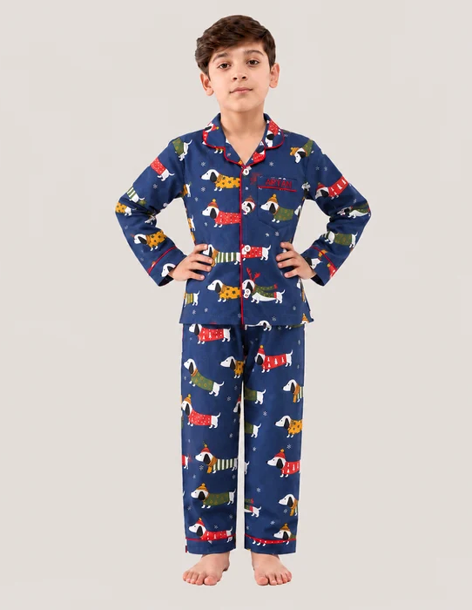 Holiday Puppy Love Pajama Set For Kids