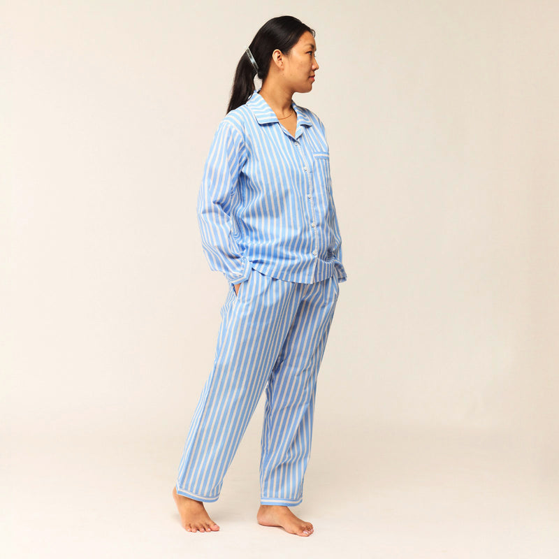 Women Azure Striped Pajama Set