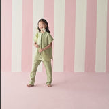 Aboli Patchwork Linen Shirt - Mint
