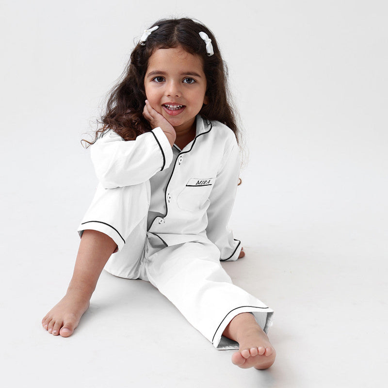 Classic White Pajama Set For Kids