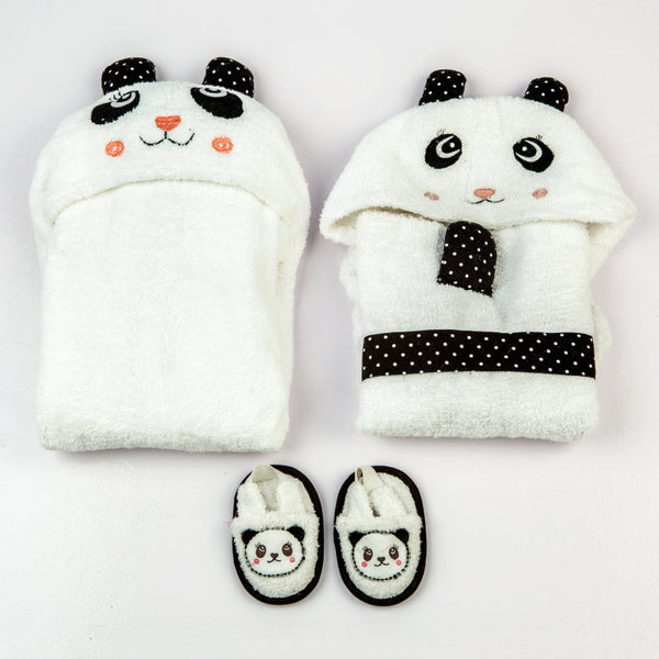 Spa Time New Born Gift Set (Panda) - With Hooded Towel
