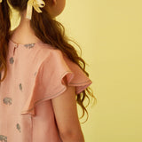 Chloe Embroidered Linen Dress - Rose