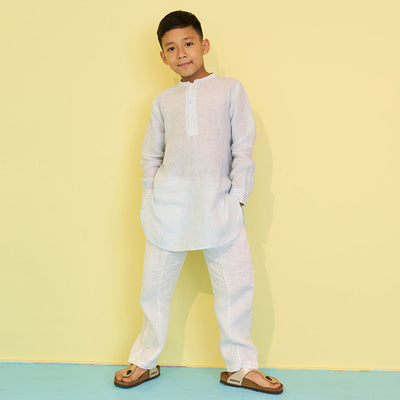 Zaki Linen Kurta - Sky