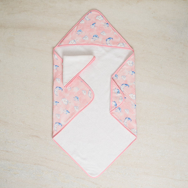 Celestial Pink Organic Muslin Hooded Towel