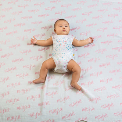 Personalized Name Organic Swaddle (Petal Pink)