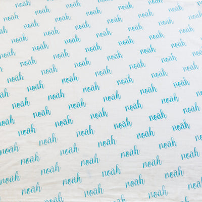 Personalized Organic Name Swaddle (Powder Blue)