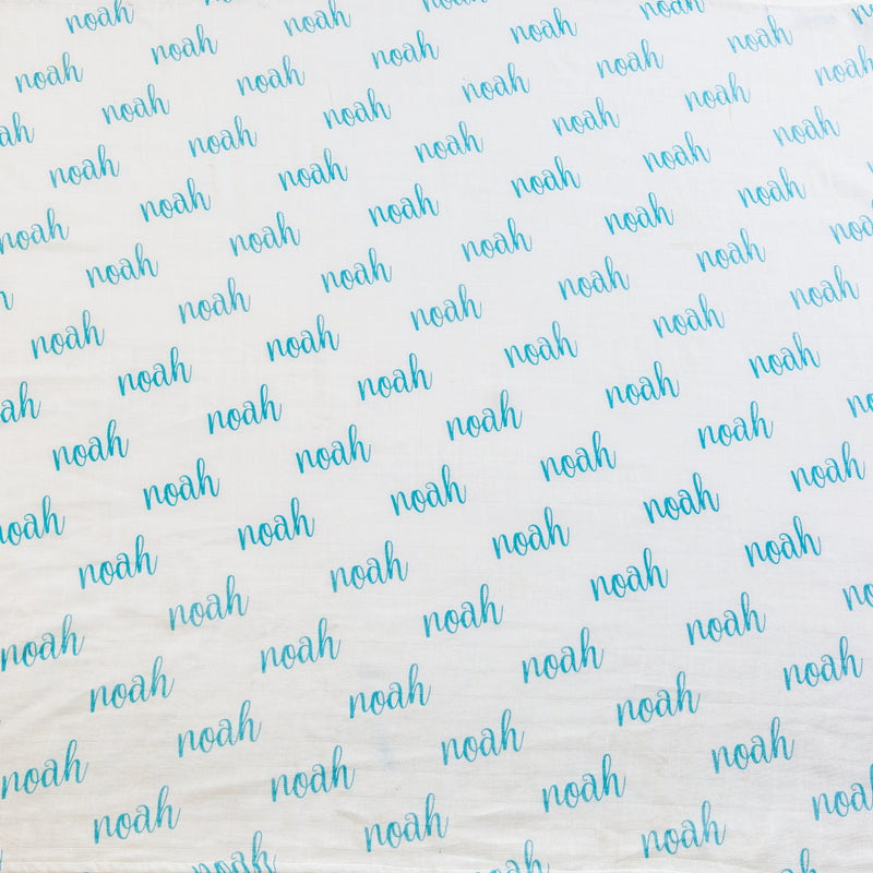 Personalized Organic Name Swaddle (Powder Blue)