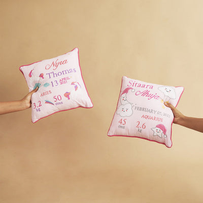 Unicorns Birth Stat Pillow