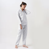 Women Jade Blockprint Pajama Set (Grey)