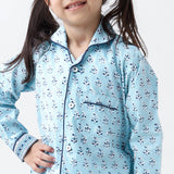 Lily Blockprint Pajama Set For Kids (English Blue)