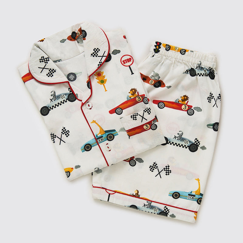 Racing Cars Organic Shorts Set For Kids