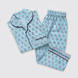 Lily Blockprint Pajama Set For Kids (English Blue)
