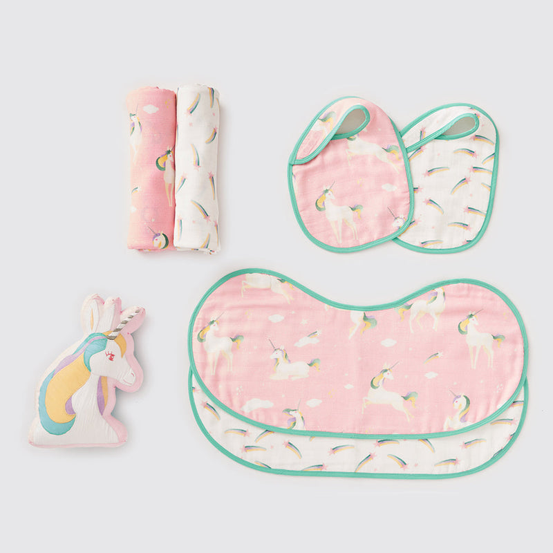 New Beginnings Organic Muslin Gift Box (Unicorns)