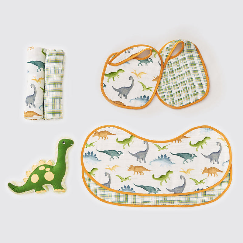 New Beginnings Organic Muslin Gift Box (Dinosaurs)