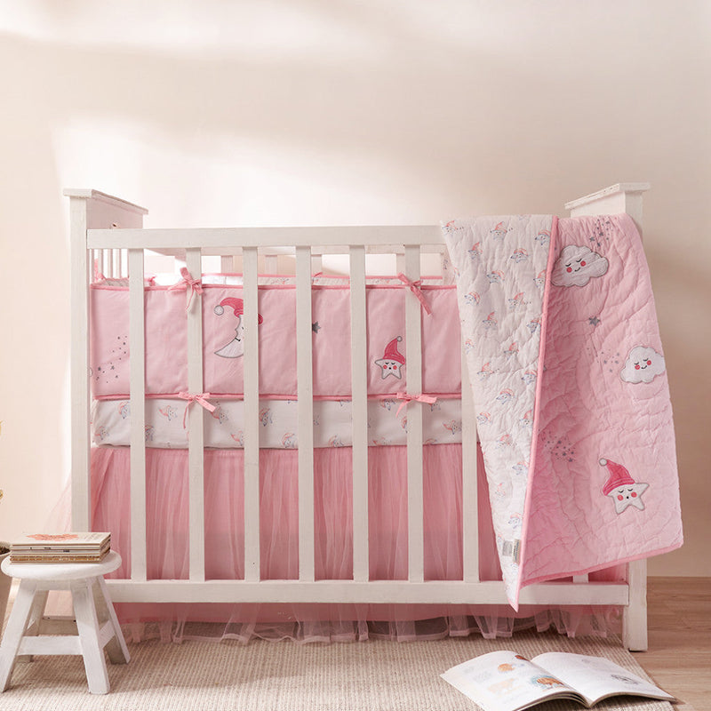 Celestial Pink Complete Crib Bedding Set (With Bumper)