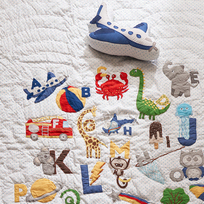 Alphabets Blue Complete Crib Bedding Set