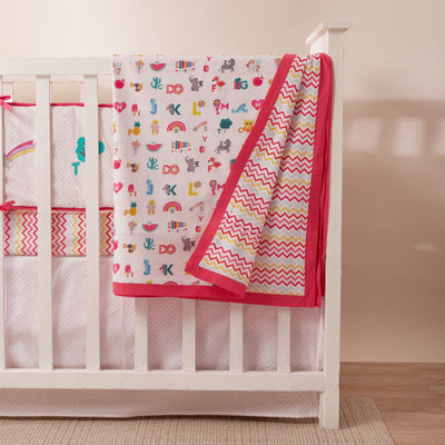 Alphabets Pink Complete Crib Bedding Set