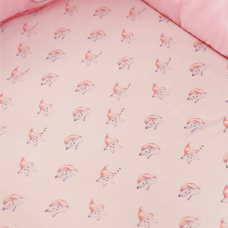 Organic Sleepy Star Pink Crib Sheet