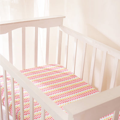 Organic Chevrons Pink Crib Sheet