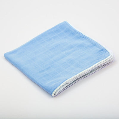 Blue Pom Pom Swaddle