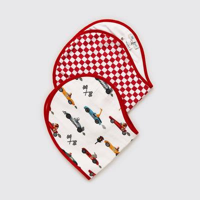 Racing Cars Organic Burp Cloth/Bib Set