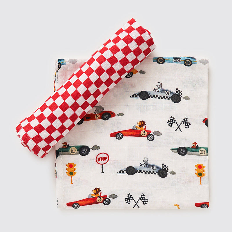 Racing Cars Organic Swaddle Set