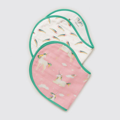 Unicorns Organic Burp Cloth/Bib Set