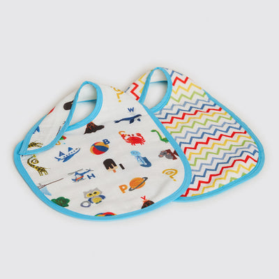 Alphabets Blue Organic Bib Set