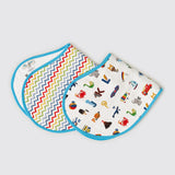 Alphabets Blue Organic Burp Cloth/Bib Set