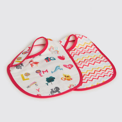 Alphabets Pink Organic Bib Set