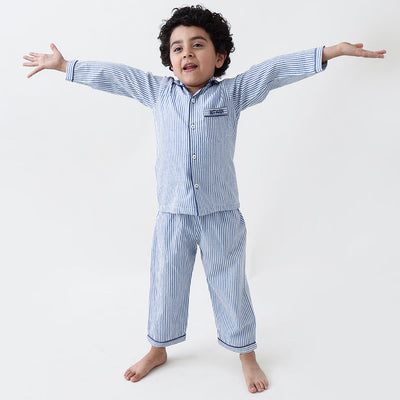Classic Navy Stripes Pajama Set For Kids