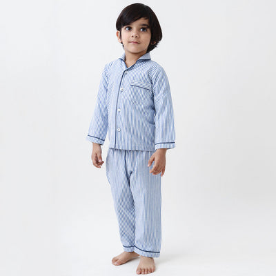 Classic Navy Stripes Pajama Set For Kids