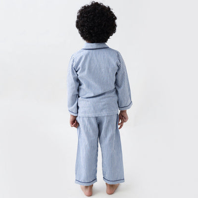 Classic Navy Stripes Pajama Set For Kids