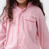 Classic Pink Stripes Pajama Set For Kids