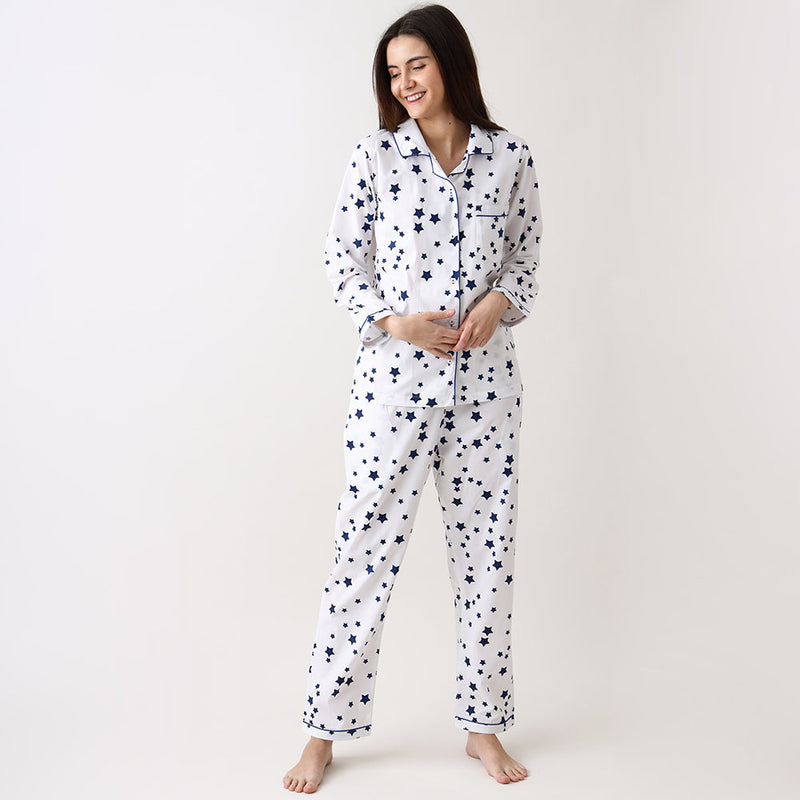 Women Navy Star Pajama Set