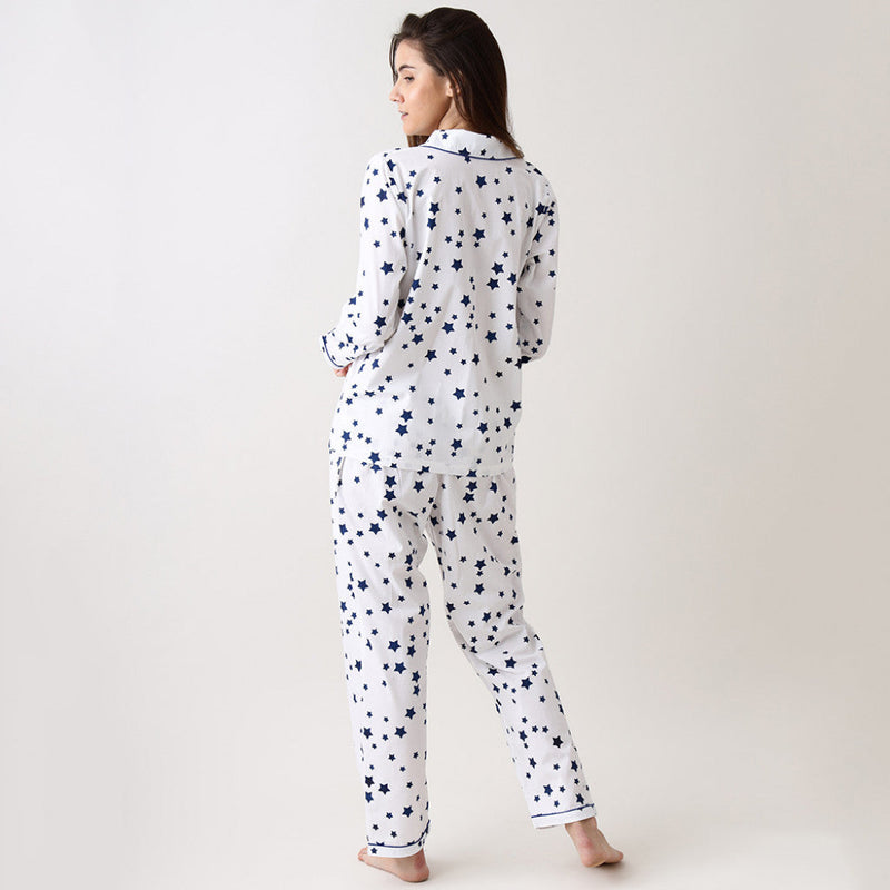 Women Navy Star Pajama Set