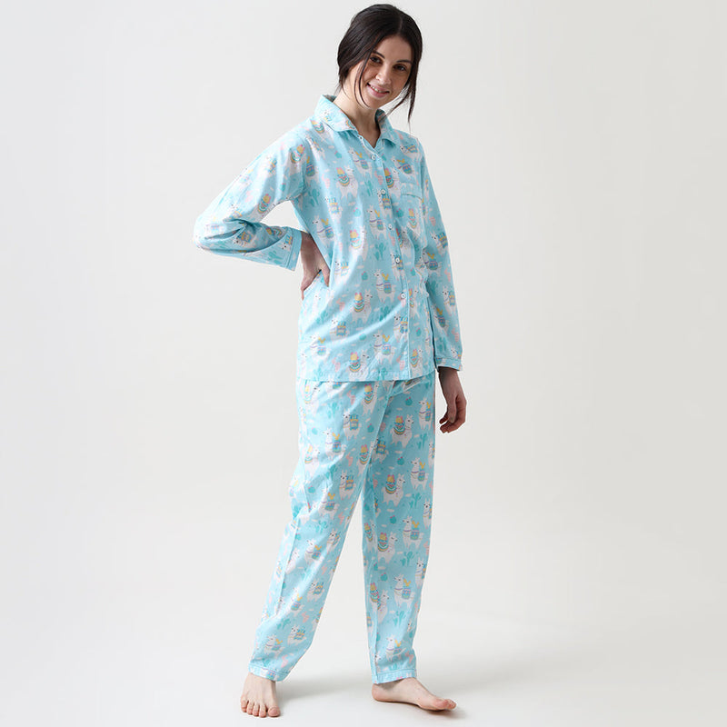 Women Organic Llama Love Pajama Set