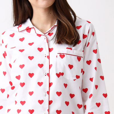 Women Red Hearts Pajama Set