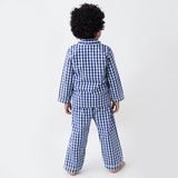 Classic Navy Gingham Pajama Set For Kids