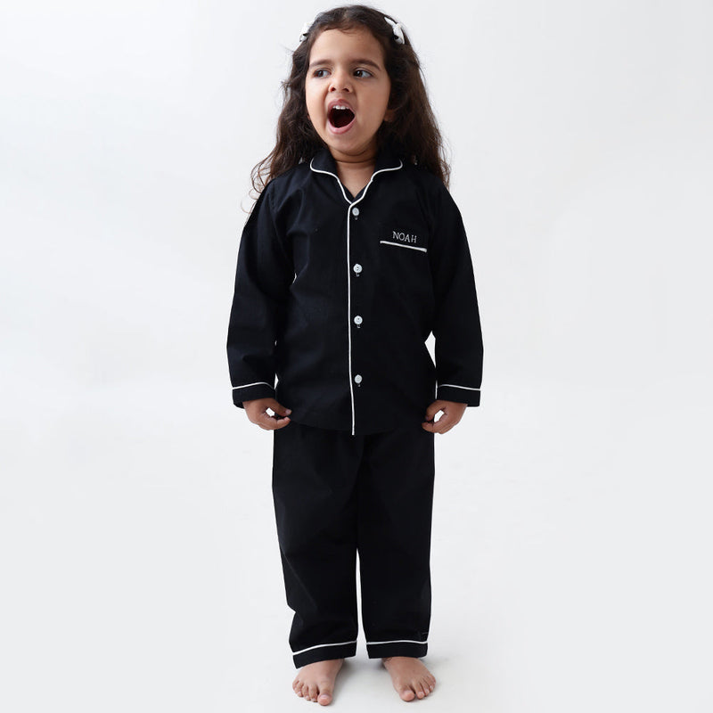 Classic Black Pajama Set For Kids