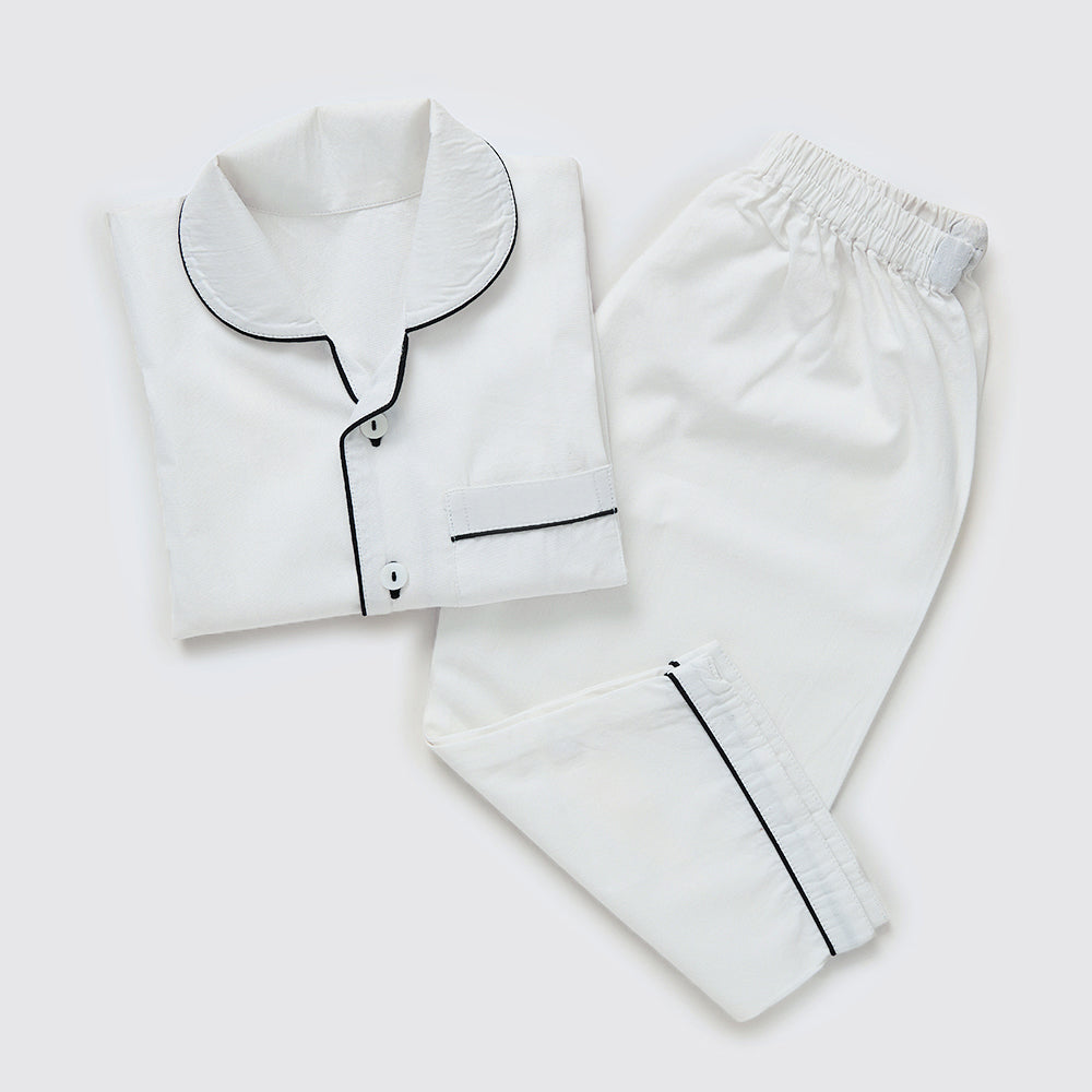 Men Classic White Pajama Set | littleweststreetglobal