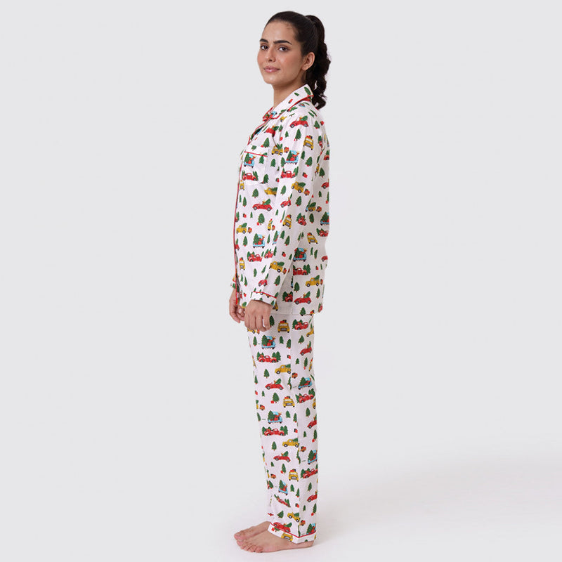 Women Christmas Trucks Pajama Set