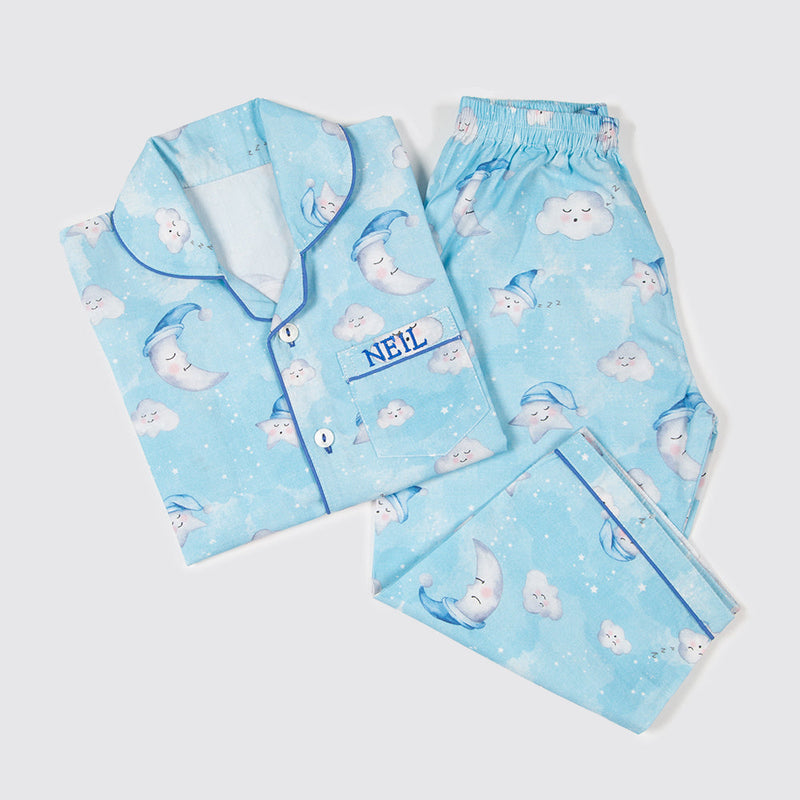 Celestial Blue Organic Pajama Set For Kids