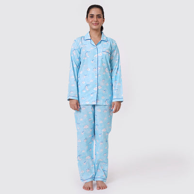 Women Organic Celestial Blue Pajama Set