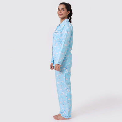 Women Organic Celestial Blue Pajama Set