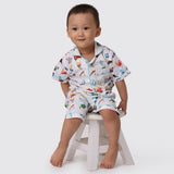 Alphabets Blue Organic Shorts Set  For Kids