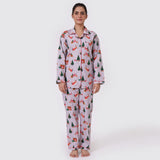 Women Santa At Home (Grey) Pajama Set